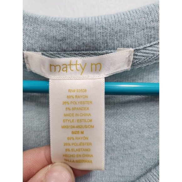 Matty M Womens Tunic Sweater Medium Blue Soft V-Neck Long Sleeve Minimalist - Picture 3 of 7
